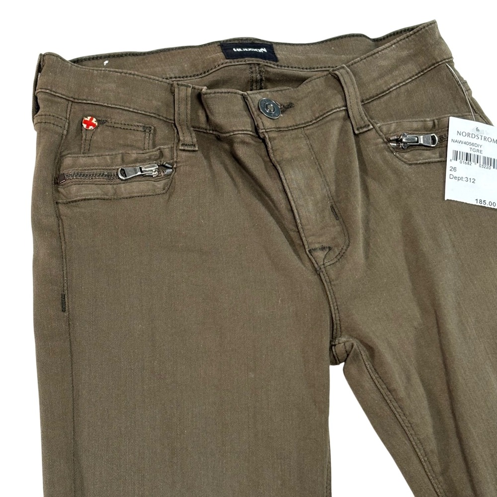 Hudson Women's Size 26 Mid Rise Spark Super Skinny Olive Green Zipper Jeans NWT